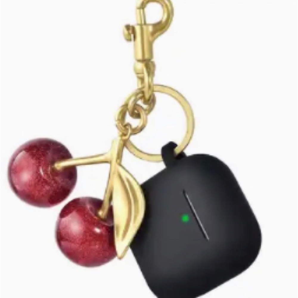 Black AirPods Case with Cherry Keychain